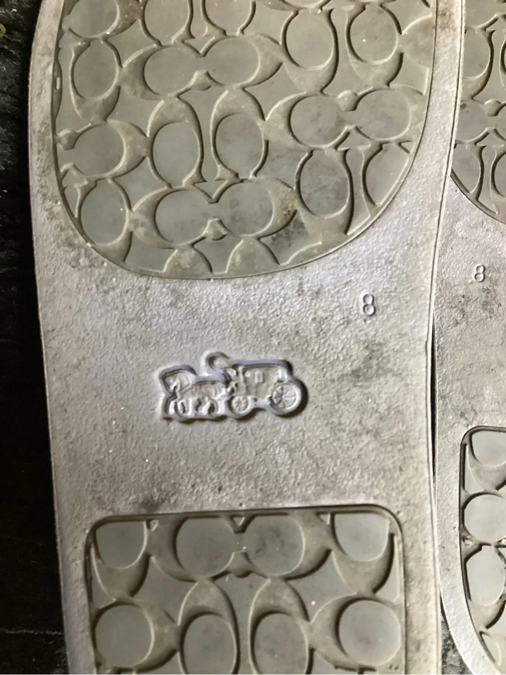 Coach Adele Pink and Gray “LOVE” Appliqué Slide Sandals 8